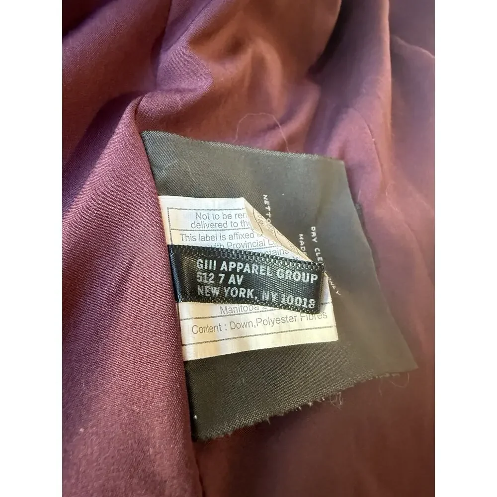 Marc New York‎ Andrew Marc Quilted Hooded Fur Down Coat Purple Women's M